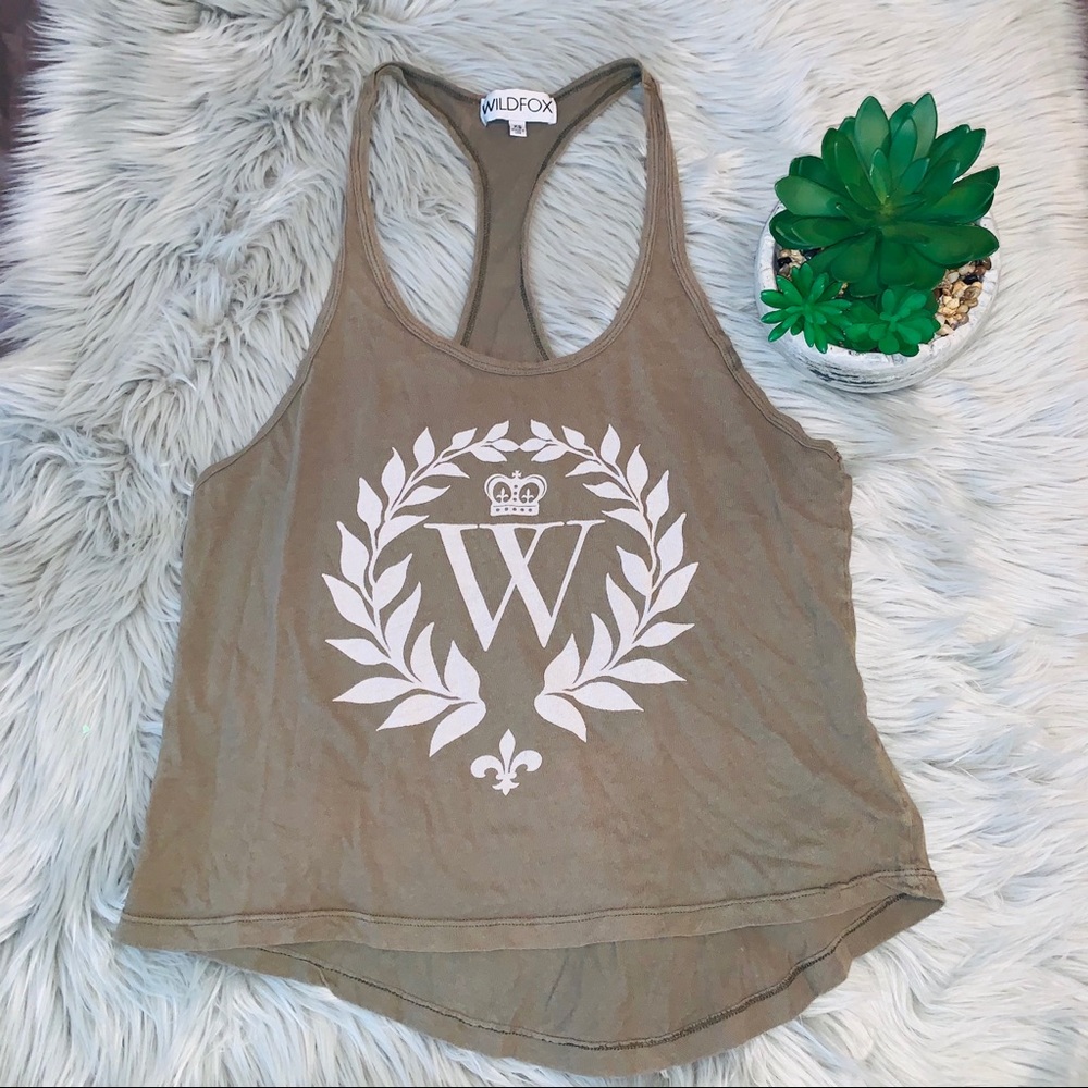 WILDFOX tank olive or army green with large logo